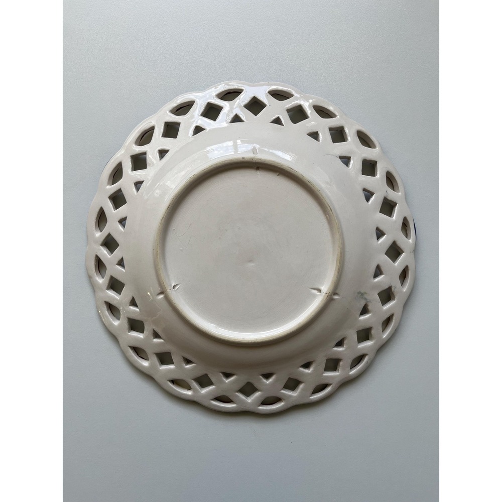 VTG Floral Andrea Sadek Jay Willfred Wall Plate Portugal Lace Reticulated Edge - Picture 4 of 4